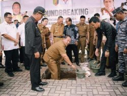 Gubernur dan Ketua DPRD Lampung bersama Staf Ahli Kemenpora Lakukan Peletakan Batu Pertama Pembangunan GOR Saburai di PKOR Way Halim