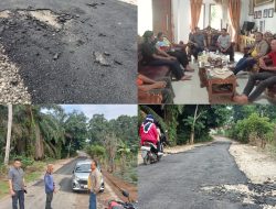 Diduga Proyek Perbaikan Jalan Peraduan Waras Dikerjakan Asal Jadi